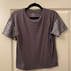 American Eage glitter sleeve crop